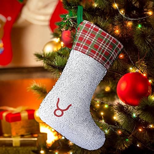 Съзвездието Телец Коледни Чорапи С Пайети, Украси за Коледната Елха, Празнична Украса за Вътрешно Външно у дома