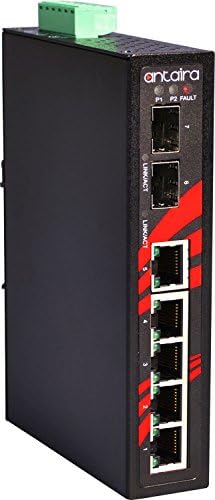 Antaira LNX-0702G-SFP Промишлен 7-Портов Unmanaged switch Gigabit Ethernet, 2 слота за SFP, монтиране на DIN-шина, работна