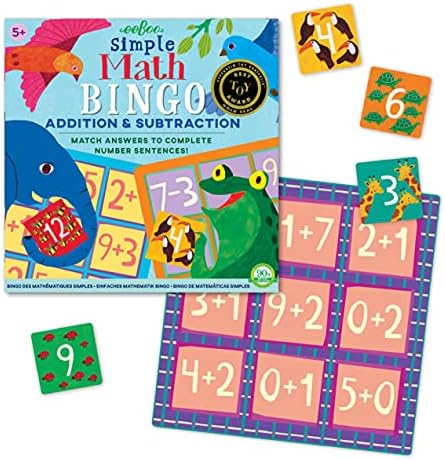 eeBoo: Проста математическа игра на бинго, събиране и изваждане, Изберете отговори на пълен предложения с числа, в комплект 54 плочки, за деца от 5 годишна възраст
