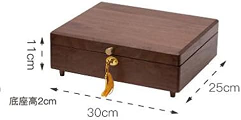Ковчег за бижута от орехово дърво JJRY Lack, Кутия за съхранение, С ключ, Луксозно колие-Пръстен с Голям Капацитет (Цвят: