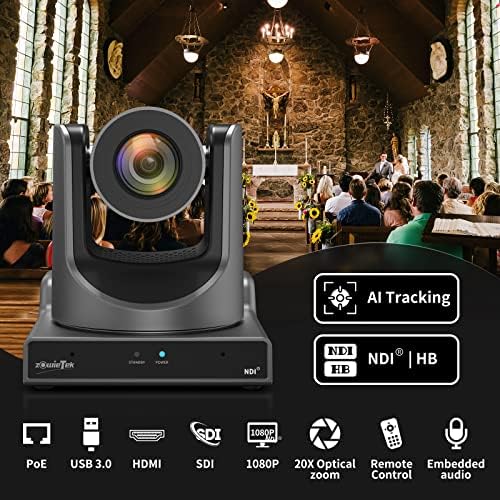 PTZ камера от ново поколение zowietek PoE|AI Tracking | 20-Кратно оптично мащабиране | NDI |HB с едновременни изходи