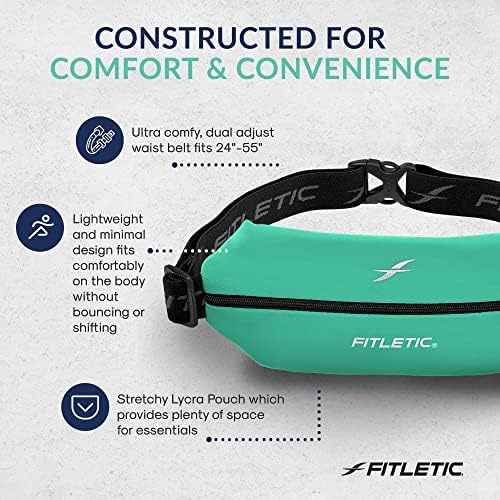 Поясная чанта Fitletic за активен начин на живот и мини-спортен колан за бягане за мъже и жени – Лек, нископрофилен,