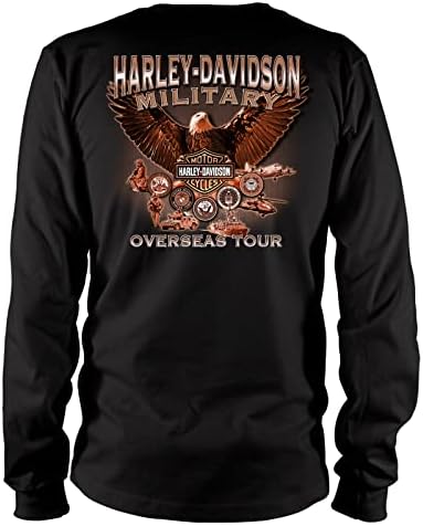 Harley-Davidson Military - Мъжка Черна тениска с дълги ръкави и шарките - Overseas Tour | РГ Skull