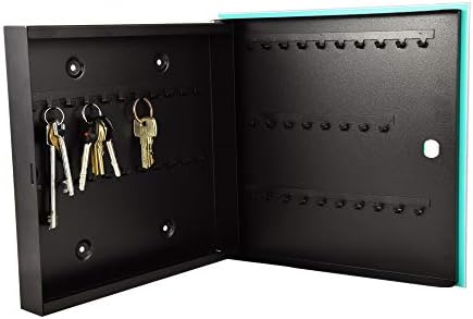 Кутия за съхранение с ключалка на 50 ключове, Декоративна предна Стъклен панел, Шкаф-органайзер за ключове с вдъхновяващи