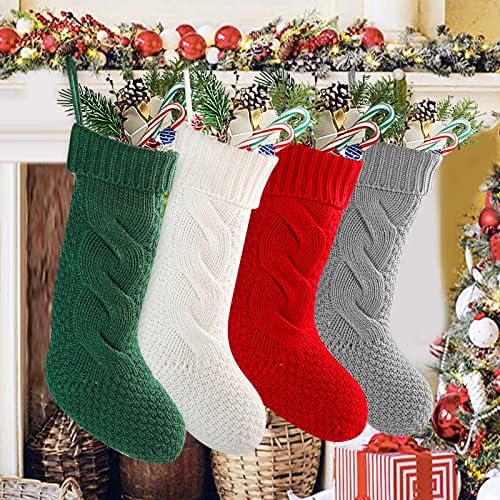 Коледни Чорапи GD-Mall 18,9 , Трайни Трикотажни Чорапи Големи Размери, Коледни Чорапи, за Украса на семейния Празнични