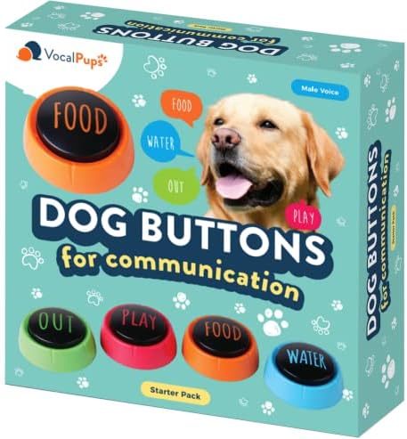 VocalPups Куче бутони за комуникация Стартов пакет - Мъжки Глас, Набор от бутони за разговор с Кучето, Говорещи Бутони