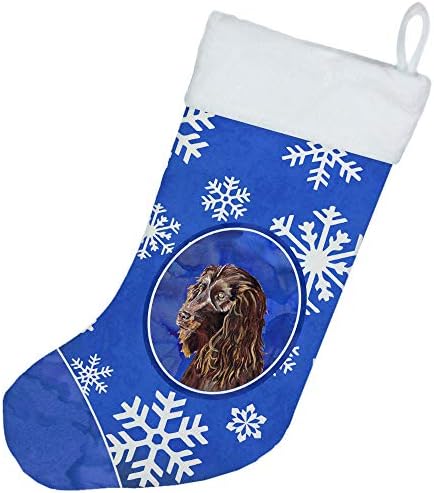 Carolin's Treasures SC9602-CS Бойкин Шпаньол Зимни Снежинки, Коледни Чорапи, Чорапи За Висящи пред Камината, Коледен