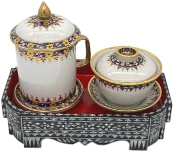 Комплект чаени чаши с тавата, кутия, перла чаен комплект, керамична чаша, чай, чаша за чай бенджаронг, определени чаени