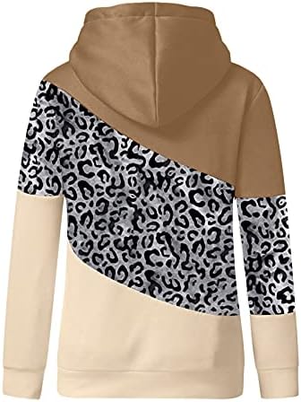 Дамски сладки леопардовые контрастни свитшоты оверсайз с дълги ръкави, свободни, пуловери, блузи, ежедневни блузи с джобове