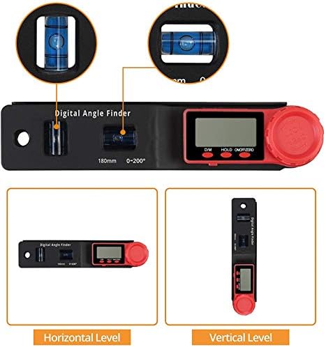 SDFSX Цифров Угломер, Транспортир 0-200 ° Гама от Цифрови Гониометр с Хоризонтални и Вертикални Нива на LCD-дисплей Линия