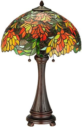 Настолна лампа Meyda Тифани 138122 с ламелями 25 H, Бронз, махагон