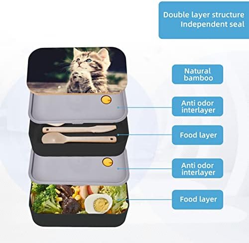Кутия за bento Cat Lunch с подобрени регулируема каишка, штабелируемый за многократна употреба запечатан контейнер за
