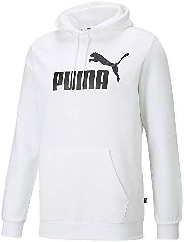 PUMA мъжки Essentials Руното Hoody с качулка и с голяма Лого, Бял, Голям е размерът на САЩ