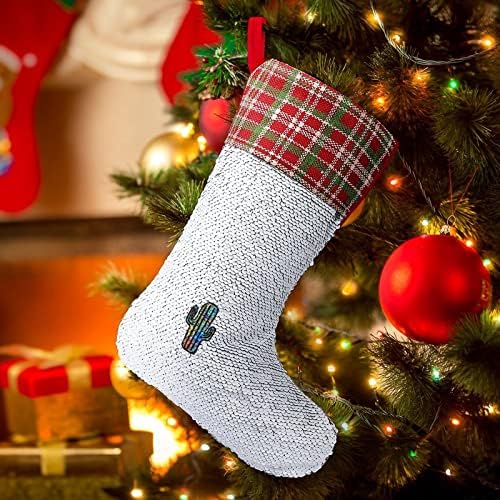 Тай-Дай Кактус Кактус Коледни Чорапи С Пайети за Декорация за Коледната Елха Празнична Украса за Вътрешно Външно у Дома