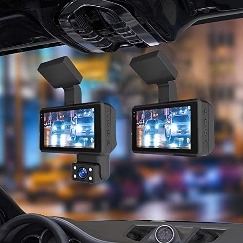 Видеорекордер Отпред и вътре, Видеорекордер 1080p FHD DVR За шофиране, 3,0-инчов IPS-екран, Камера на арматурното табло