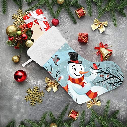 Коледни Чорапи ALAZA, Птици Червенушка и Снежен, Класически Персонализирани Големи Чулочные Украса за Семейни Тържества,