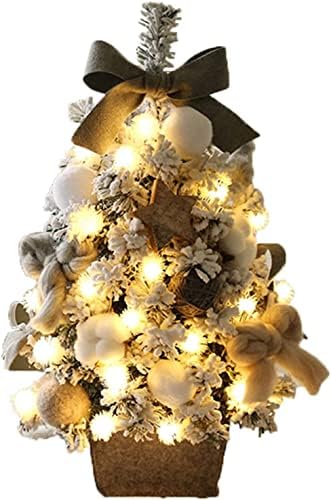 AAPIE 45 см, Сив, Коледна Елха Малка Фалшива Коледно Дърво с Лък Малка Коледна Елха за Фотография Хола Офис