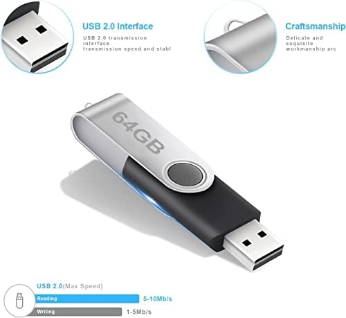 USB-памет с обем 64 GB със завъртане на 360 °, Мултифункционален флаш памет, Мини-флаш памет за съхранение на данни