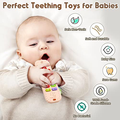 Прорезыватели за улесняване на никнене на млечни зъби, Играчки за бебета 0-6-12 месеца, Подаръци, 2 опаковки, Силиконов