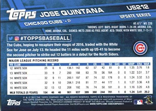 Актуализация серия 2017 US212 Бейзболна картичка Хосе Кинтаны Чикаго Къбс