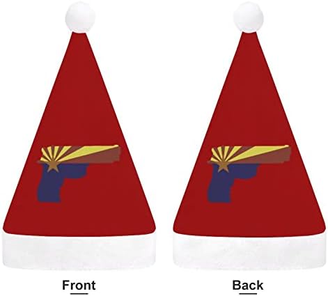 Плюшен Коледна Шапка с Пухкава Флага на щата Аризона, Палави и Сладки Шапки на Дядо Коледа с Плюшени Полета и Удобна