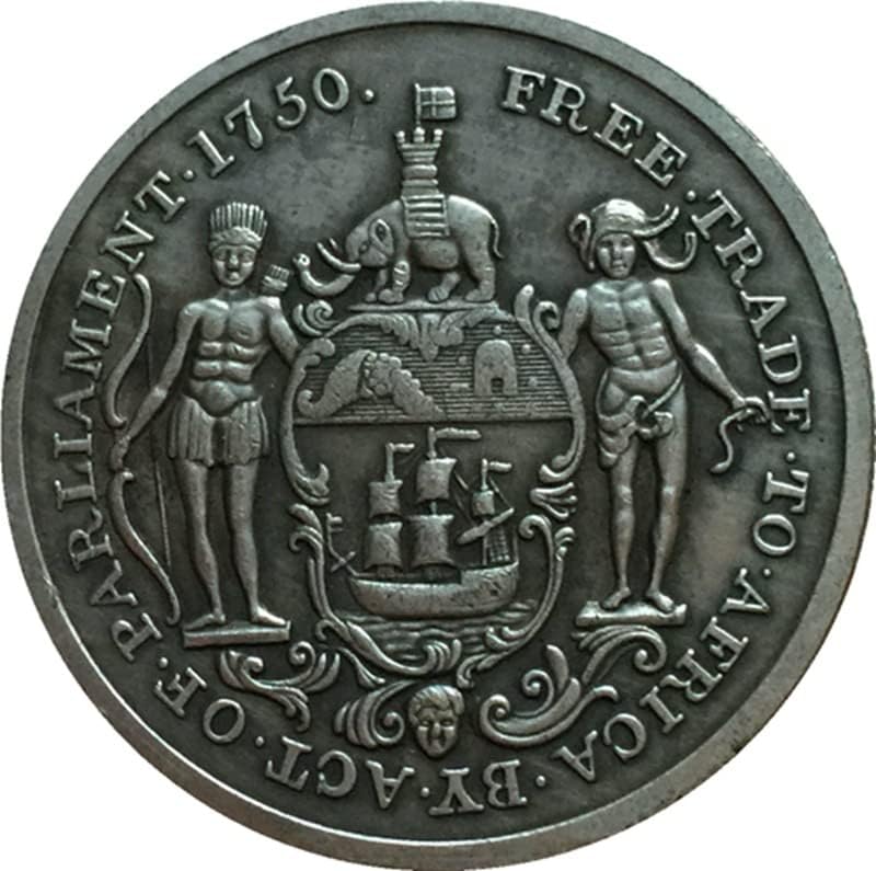 Британски Монети 1818 Г. От Чиста Мед със сребърно покритие Колекция от Антични Сребърни Доларови монети