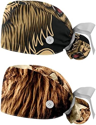 Комплект от 2 теми, Черна Шапчица-Търкане на Angry Lion Атака на Животните с Бутони и лентови вериги Вратовръзка за Жени