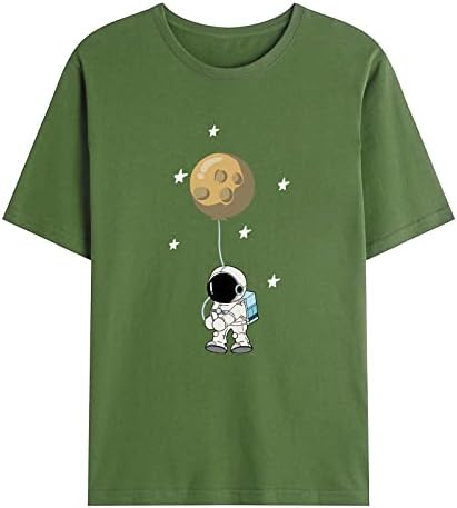 Стилни Ризи за Мъже с Принтом Астронавт на Космическата Планетата, Пуловер с кръгло деколте и Къс Ръкав, Блуза, Стилни