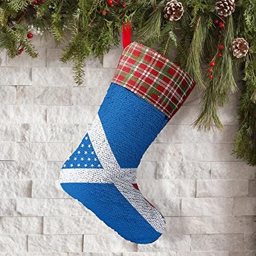 Шотландия Флаг на САЩ Микс Пайети Коледен Отглеждане Блестящи Стенни Висящи Украса Украса за Коледната Елха Празнична