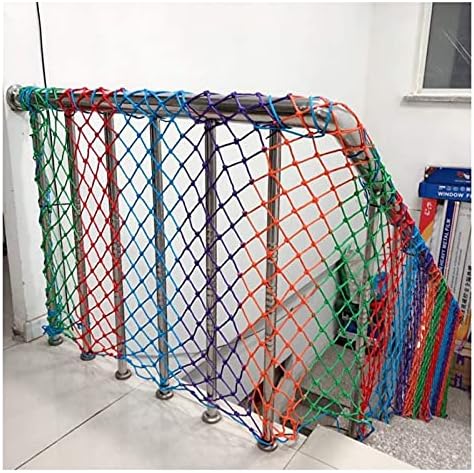 ASPZQ Детска Защитна мрежа от падане, е с Цветна мрежа за украса на тавана, Мрежа за защита от падане на стълбище площадка,