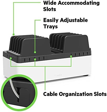 Belkin за съхранение и зареждане с фиксирани разделители - зарядно устройство ac адаптер за преносими компютри и таблети