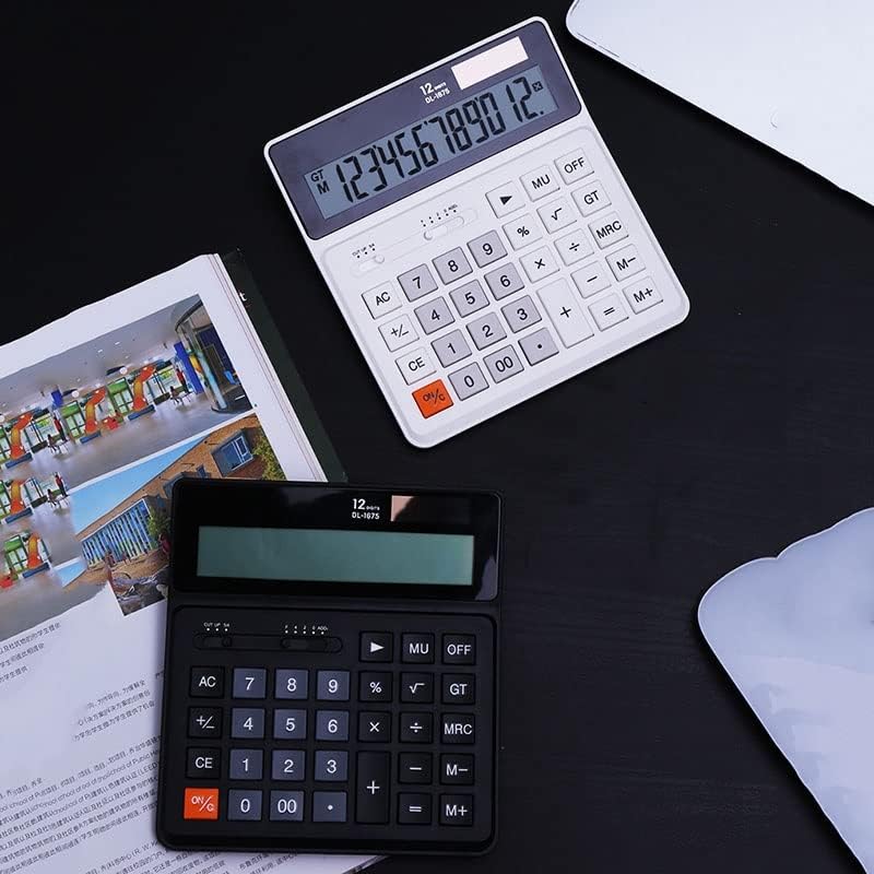 Настолен калкулатор JFGJL Финансов Счетоводен Офис Слънчев калкулатор 12-Цифрен Преносим калкулатор двойно захранване