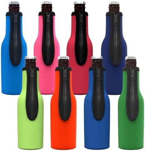 Ръкави-изолатори за бирени бутилки TahoeBay (многоцветни) Неопренови охладители с цип за бутилки с дълго гърло на 12