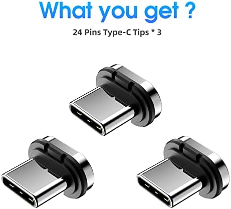 DuHeSin 24-пинов Магнитен конектор USB C Уши Корона (3 опаковки), Съвместима с повечето телефонни кабели Type C, адаптери
