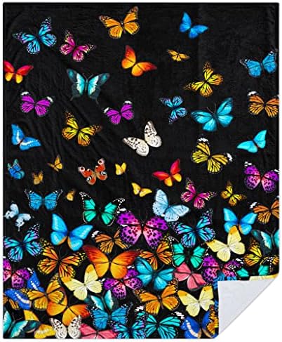 Одеяло с пеперуда, Красиво Одеало С Пеперуда, Ултра Меко Фланелевое Одеало с Разноцветни Пеперуди, Подаръци за Деца и