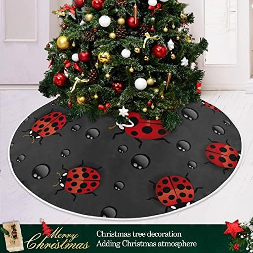 Oarencol Ladybugs Scarab, Тъмно-Гари Коледно Дърво Пола 36 инча Коледна Празнична Парти Коледа Мат Декорация