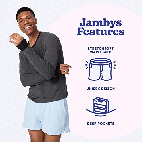 Jambys | Домашни къси панталони | Боксерки с джобове | Унисекс за почивка, Пижами и Шорти за сън, за жени и Мъже