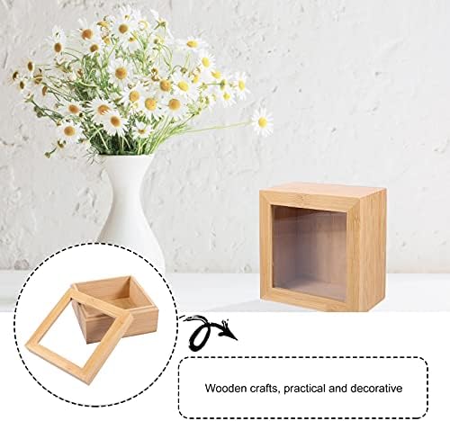Дървена Кутия за Alipis Дървена, Стъклена Кутия За Съхранение на Квадратна Витрина За Бижута Незаконченная Дървена Кутия