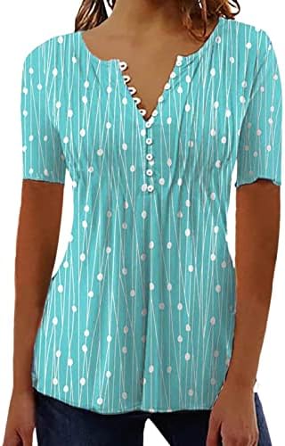 MIASHUI Дамски Ризи Среден размер 2023, Пролетно Модни Дамски Ежедневни Долната Риза с V-образно деколте и принтом с