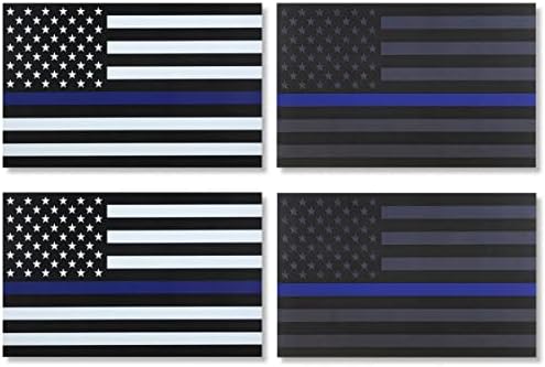 JBCD Тънка Синя Линия Американски Полицай Флаг Магнитен Стикер - В Чест на служителите от правоохранителните органи,
