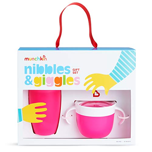 Подаръчен комплект за деца Munchkin® Нибълс & Giggles, включва в себе си 10-унционную чаша Miracle 360 и Поставка за