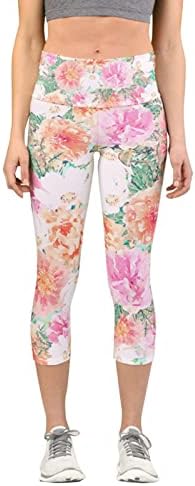 Дамски Цветни Флорални Скъсяване на Панталони с Потребителски Принтом, Гамаши, Тесни Панталони за Йога, Джогинг, Пилатес