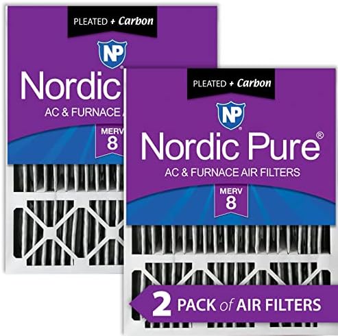 Nordic Pure 20x25x5 MERV 8 Нагънат Плюс Углеродистые Въздушни Филтри за печки ac Lennox X6673 2 бр.