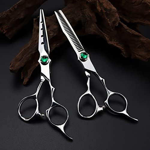 Ножица за подстригване на коса, 6-инчов Японски ножици от стомана 440c със зелен камък, ножица за подстригване на коса