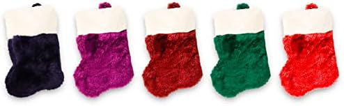 Мини Коледни Чорапи, Набор от 15 Луксозни Малки Меки Празнични Отглеждане с пайети, за семейства, Детски Червени, Зелени,