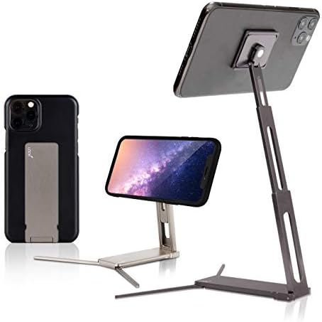 Lookstand Steel – Поставка за мобилен телефон на бюрото, iPhone, Android, малки таблети – Сгъване, регулируеми по височина,