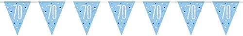 Уникална парти 83443 Blue Dots Призматичен Пластмасов Вимпел на 70-ия Рожден Ден, 9 Фута, 1 бр, Възраст 70