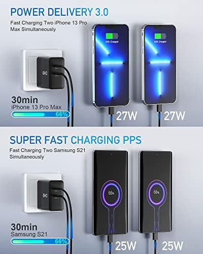 Зарядно устройство, USB C за Samsung S22/S22 Ultra/S22 +, PPS 25 W Максимална ултра-бързо зареждане стенно зарядно 60
