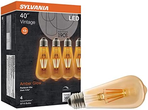 Led Реколта лампа с нажежаема жичка Sylvania ST19, 40 W = 4,5 W, 380 Лумена, с регулируема яркост, кехлибар glow - 4
