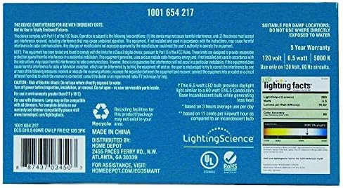 EcoSmart е 60 Вата Еквивалент led лампи с дневна светлина с регулируема яркост G16.Основание за 5 sconces свещ (3 опаковки)